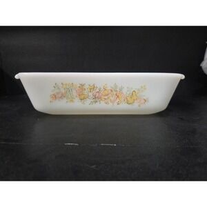 Anchor Hocking Harvest Vegetable 5x9 Loaf Pan, Vintage Baking Dish,‎ Serving Pan